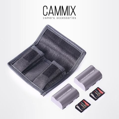  Túi đựng pin, thẻ nhớ, phụ kiện máy ảnh - Vải chống thấm nước - Màu xám đậm 