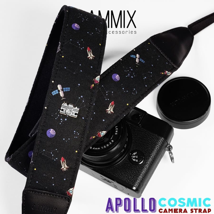 Dây đeo máy ảnh dành cho máy Fuji, Canon, Nikon, Sony - Camera Strap hoạ tiết Apollo Cosmic - Dây deo máy ảnh Made by Cammix