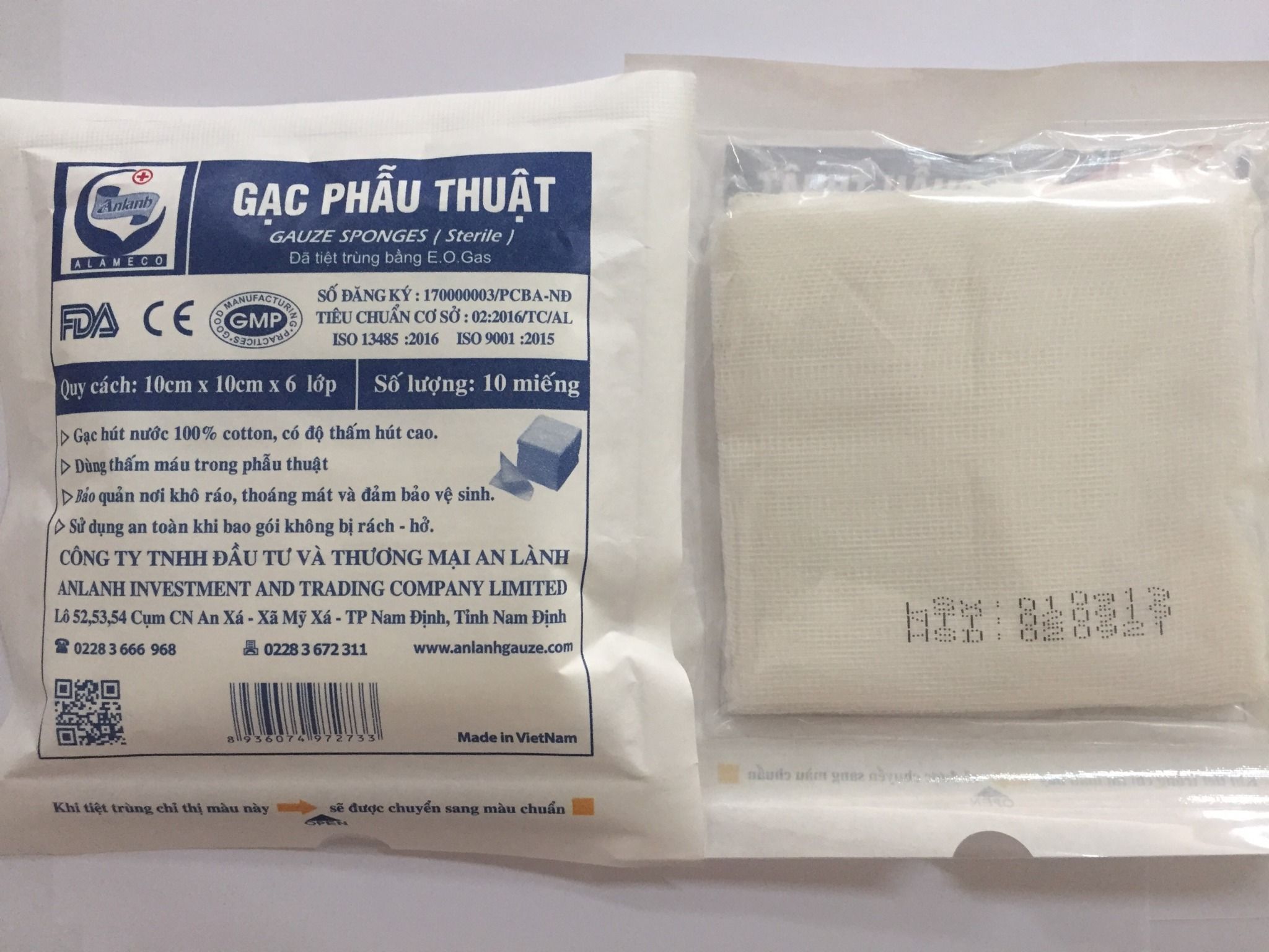  GẠC Y TẾ PHẪU THUẬT 10CM X 10CM X 6 LỚP 