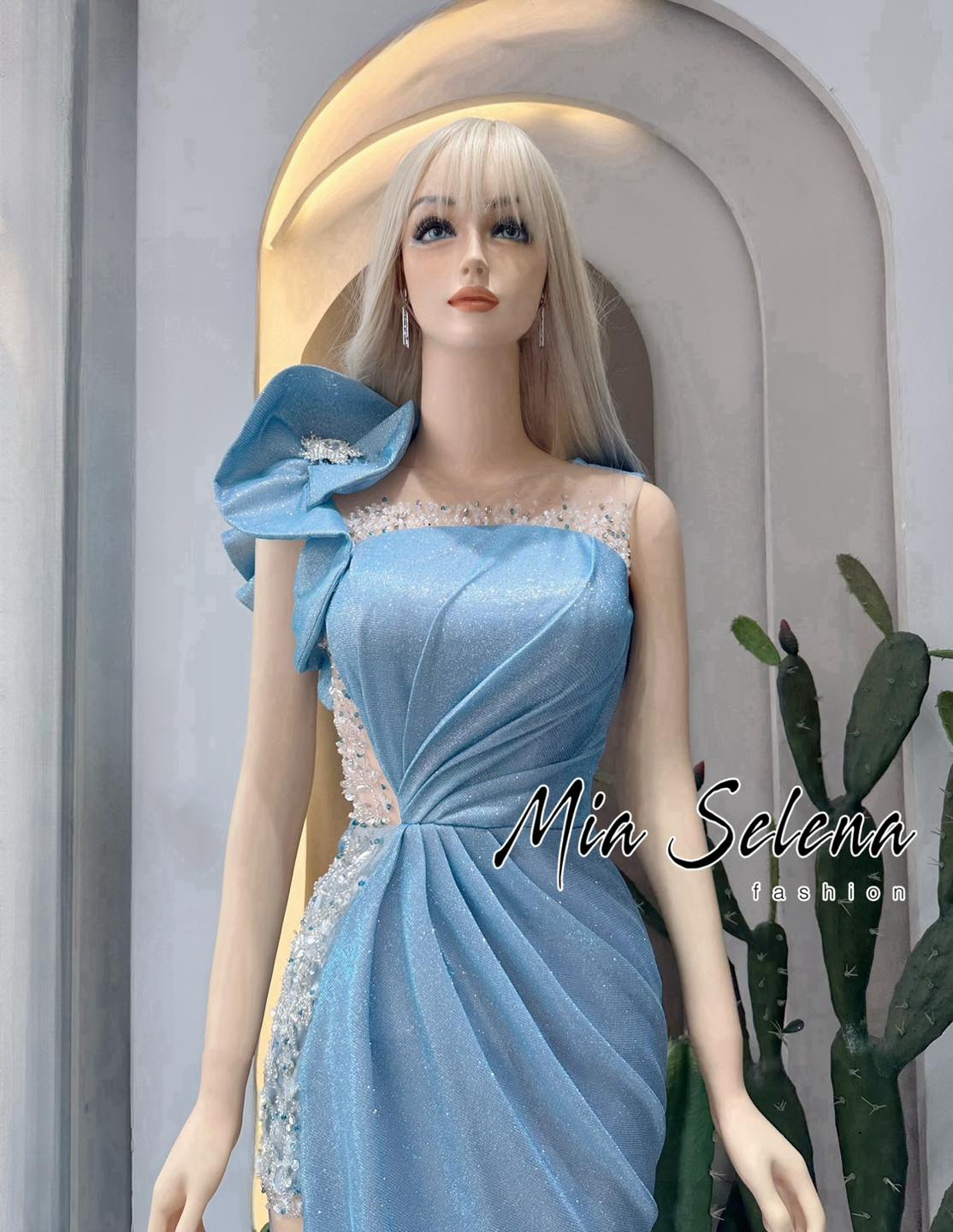 Đầm dạ hội ánh nhũ thiết kế  đính kết sang trọng quyến rũ