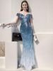 Đầm  dạ hội kim sa sang trọng ( Tím + xanh )
