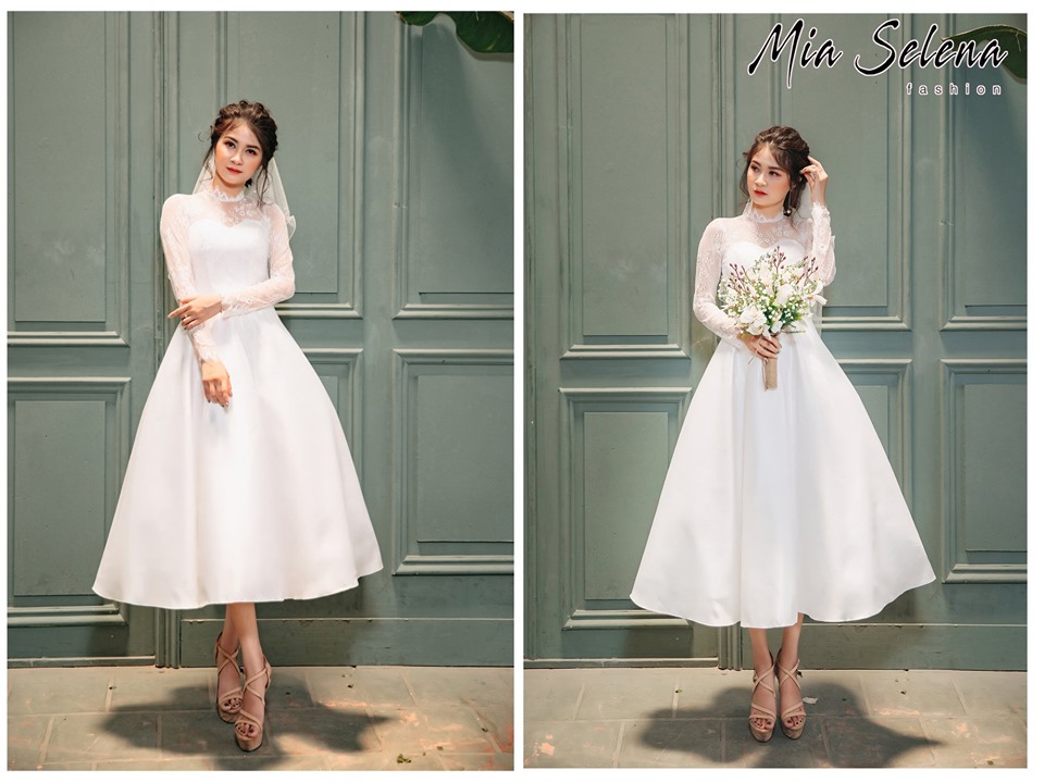 O cổ đám cưới dài tay gowns cho cô dâu đẹp REN THÊU váy cưới sang trọng |  Lazada.vn