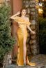 Đầm dạ hội Mia Selena thiết kế bẹt vai phối voan hoa trang trọng tinh tế (Vàng)