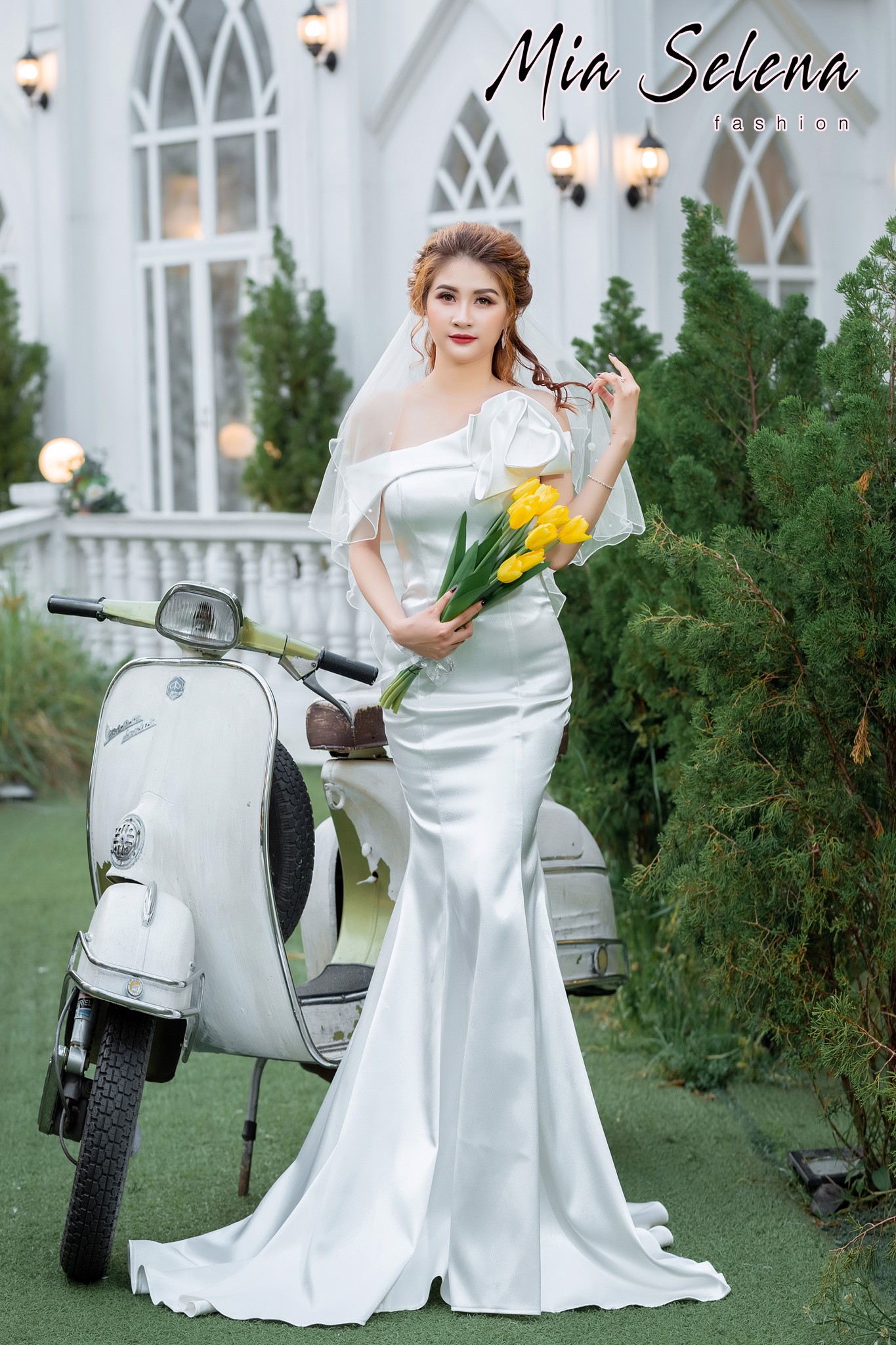 Đầm cưới Mia Selena thiết kế đuôi cá cực tôn dáng ( Trắng )