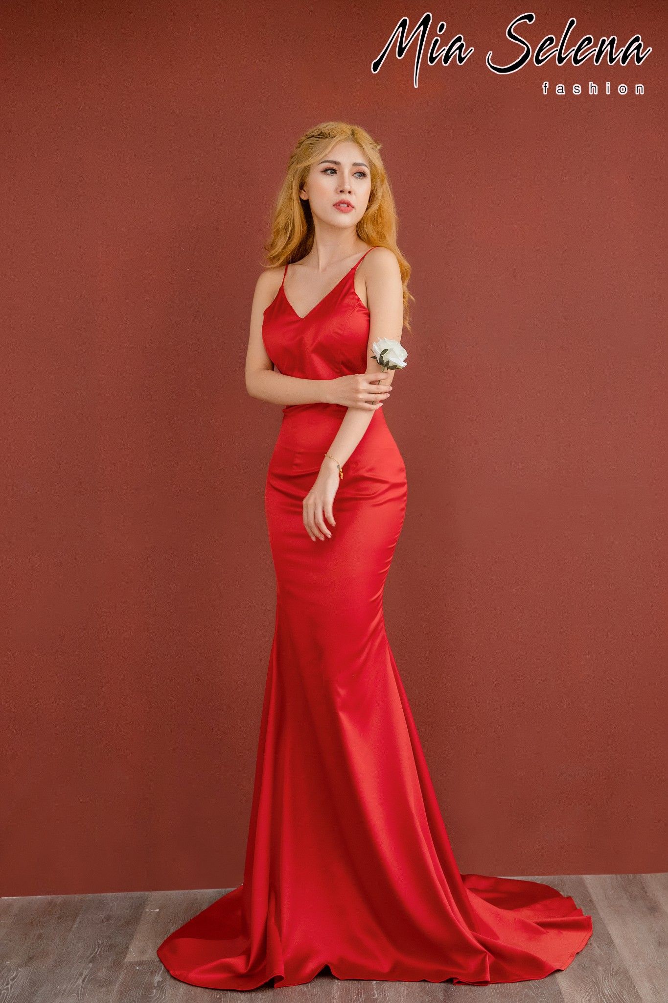 Đầm dạ hội Mia Selena thiết kế hai dây đuôi cá trẻ trung ( Đỏ )