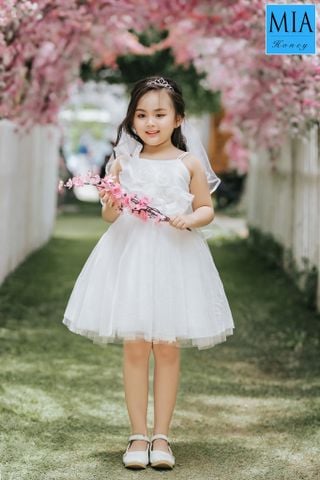 Đầm công chúa Mia Honey phối ren kết hoa xinh xắn (Trắng)