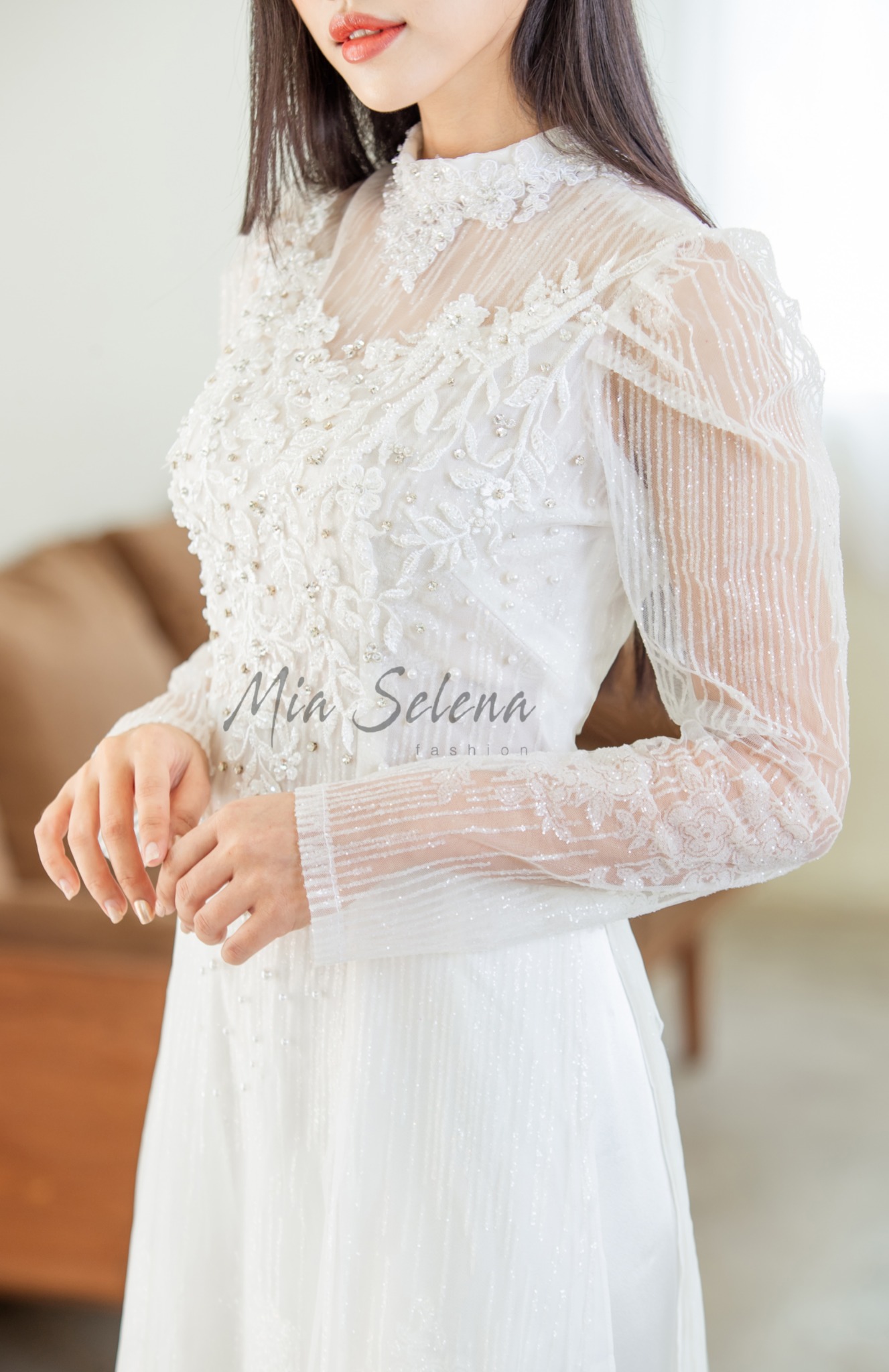 Áo dài cưới Mia Selena thiết kế phong cách hiện đại