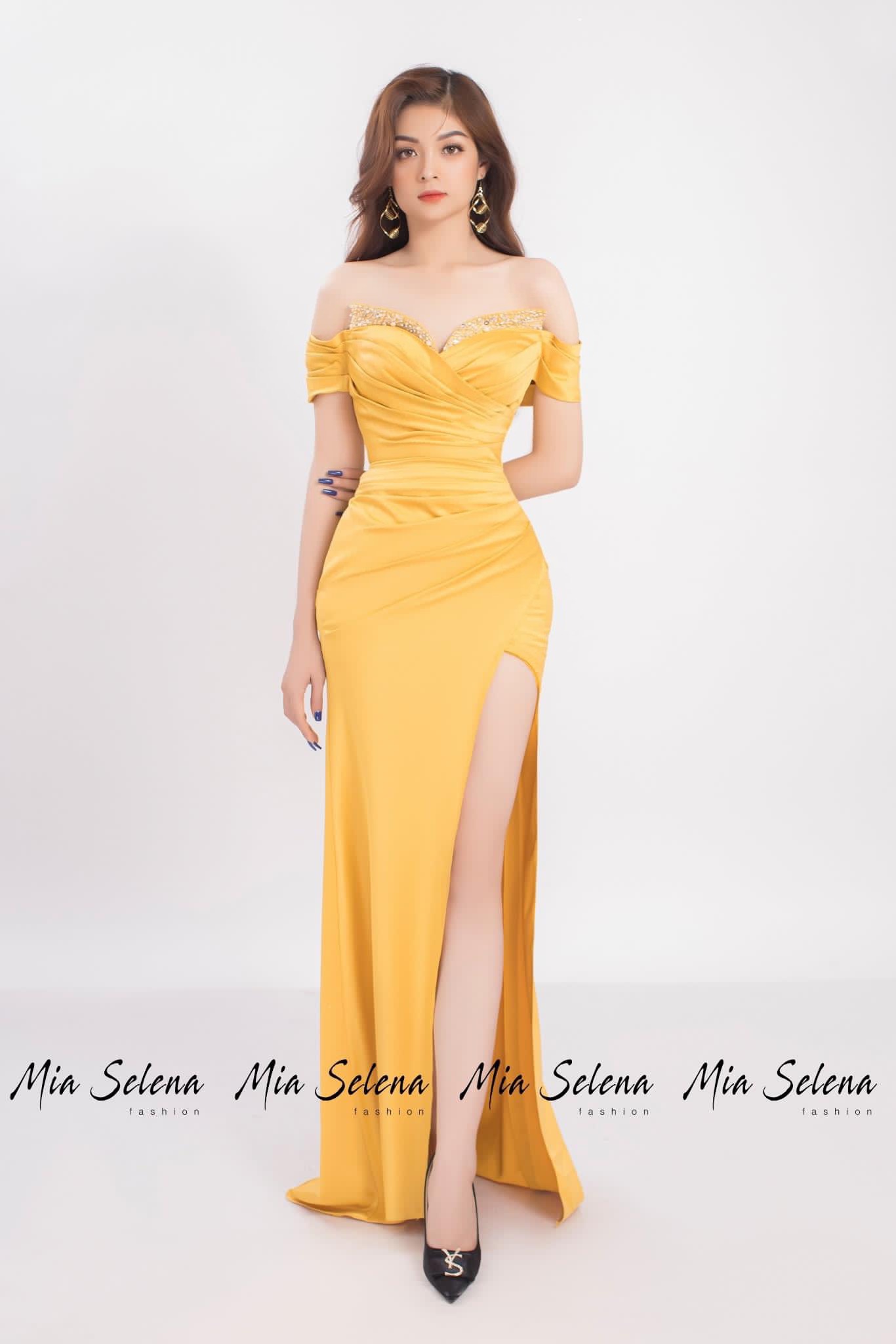 Đầm dạ hội vàng Mia Selena thiết kế sang trọng, gợi cảm