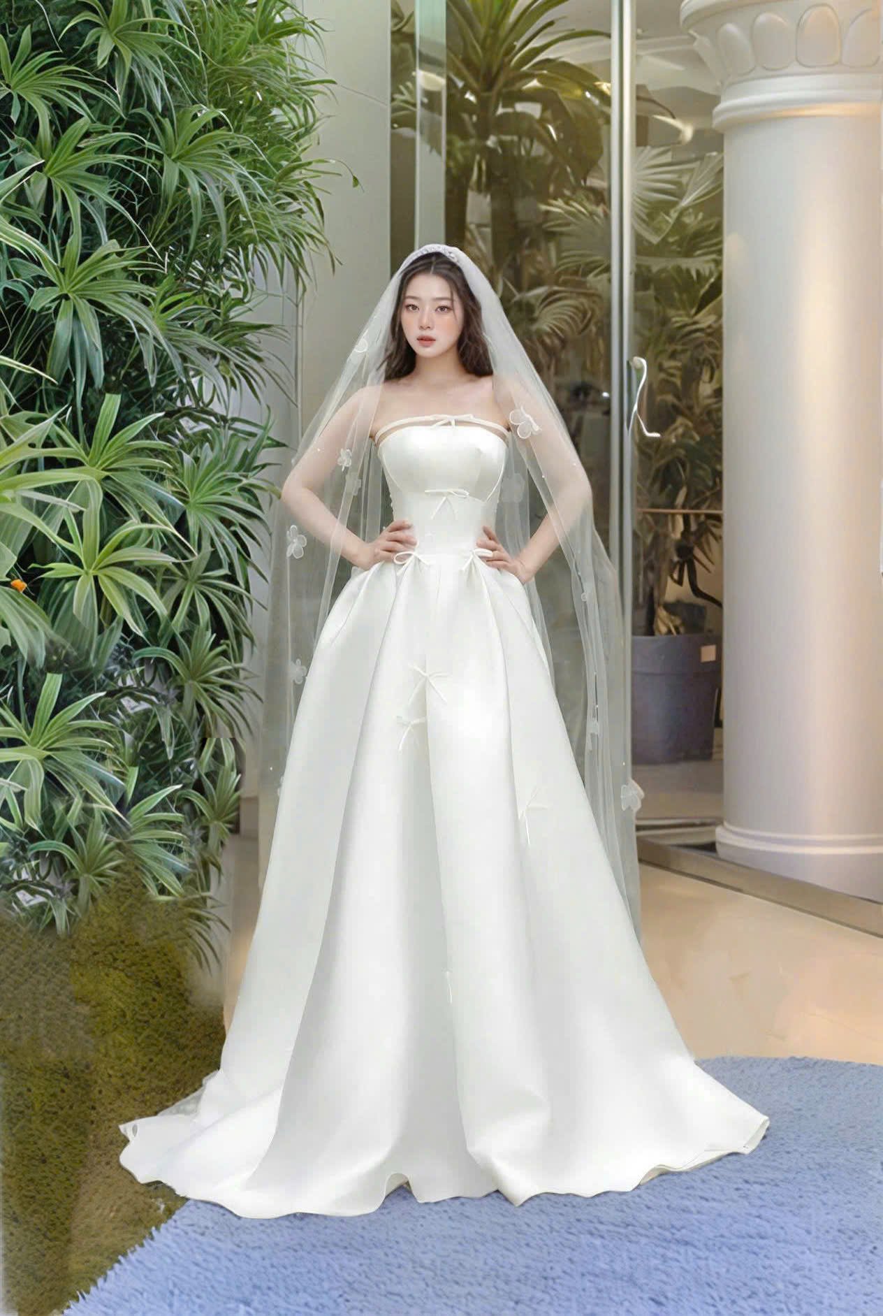 Đầm  cưới trắng thiết kế quyến rũ