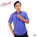  Áo sơ mi tay ngắn Amazing, màu trơn, vải kate thấm hút mồ hôi, form truyền thống, vạt bầu, có big size 