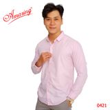  Áo somi nam Amazing màu tím huế, form body slim fit  show hình thể đẹp, tay dài, không túi, vải mềm mướt 