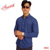  Áo sơ mi nam màu vàng pastel, thương hiệu cao cấp Amazing, dáng body slim fit không túi, style Hàn Quốc trẻ trung 