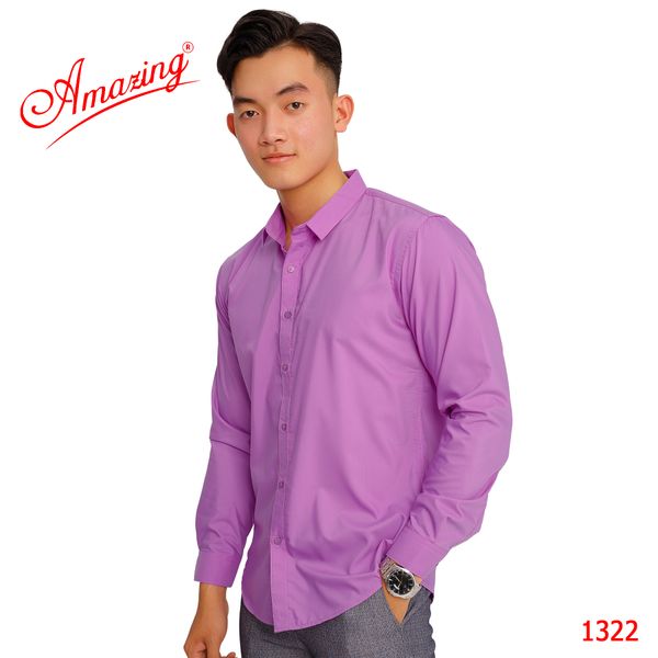  Sơ mi nam công sở màu trơn, form slim fit không túi, vải Bamboo, áo kiểu phong cách Hàn, vạt bầu, Amazing 