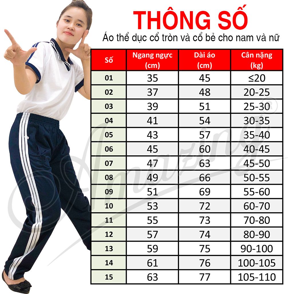  Áo thun trắng thể dục cổ bẻ, đồng phục thể thao cho học sinh nam nữ các cấp, Amazing 