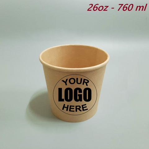 Ly Giấy Kraft 26oz - 760 ml - Đựng thức ăn, Salad, Bánh, Soup...