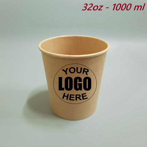 Ly Giấy Kraft 32oz - 1000 ml - Đựng thức ăn, Salad, Bánh, Canh