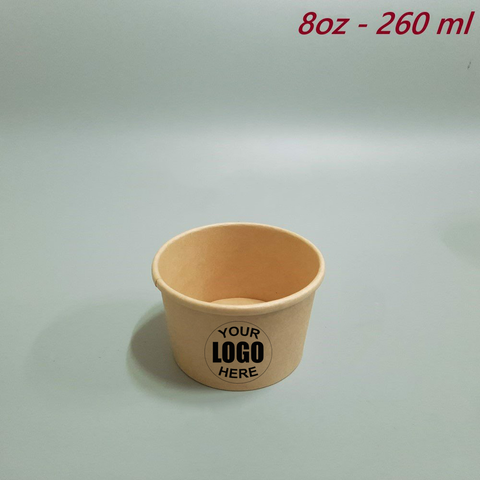 Ly Giấy Kraft 8oz - 260 ml - Đựng thức ăn, Salad, Bánh