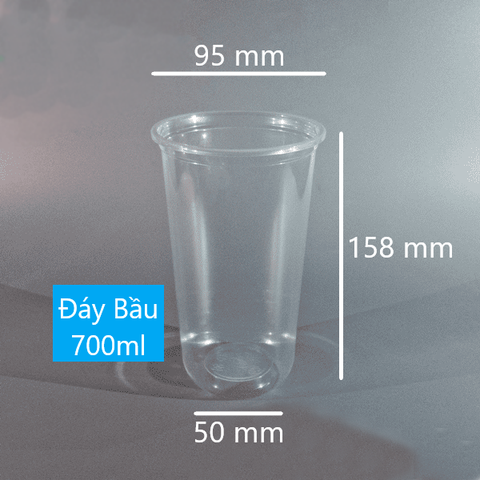 Ly Nhựa PP95 - 700ml Đáy Bầu Đựng Trà Sữa, Sinh Tố, Rau Má, Nước Ép, Trà Tắc