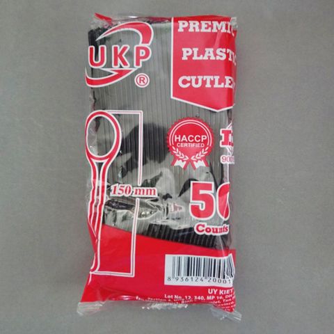 Muỗng Nhựa Trà Sữa, Muỗng Cơm Dùng 1 Lần Đen Dài 15cm