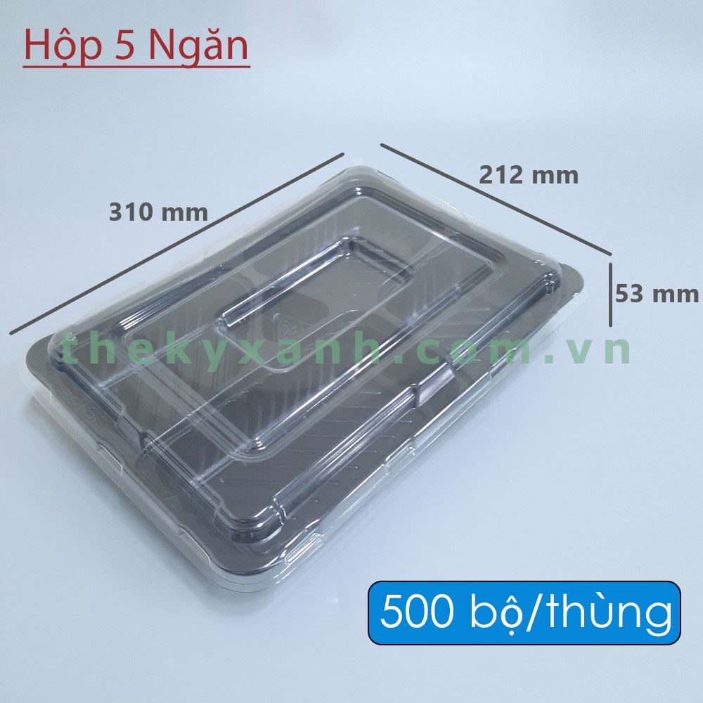  HỘP CƠM 5 NGĂN, khay cơm đế đen 5 ngăn/ Hộp cơm văn phòng, sử dụng được Lò vi sóng 