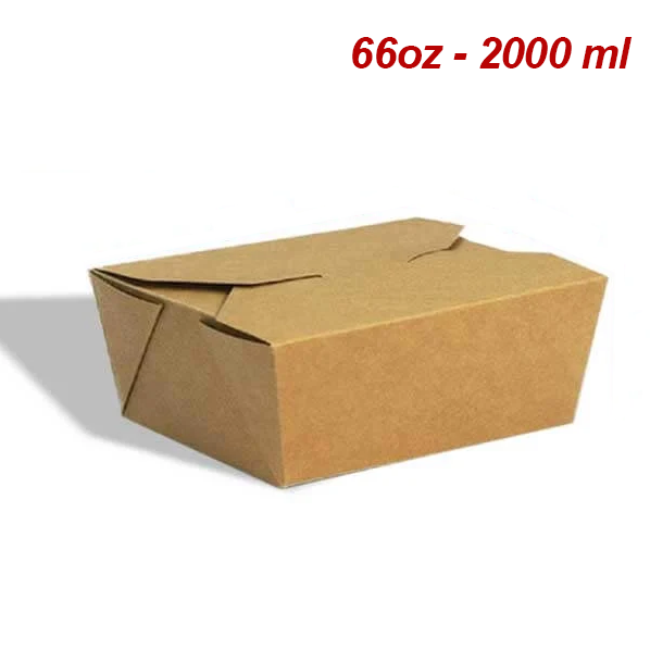  Hộp Giấy Kraft Nắp Gài 66oz - 2000ml / Hộp giấy đựng thực phẩm, trái cây 
