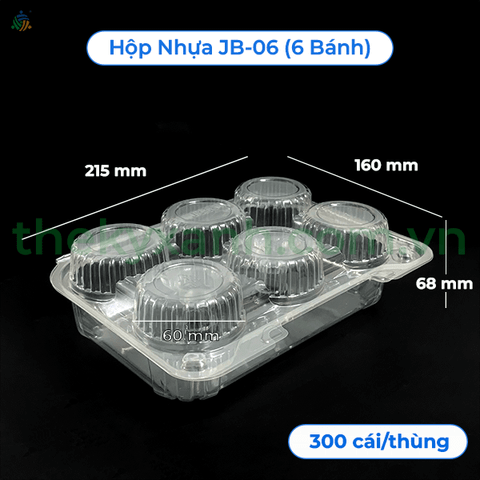 Hộp Nhựa PET JB-06 - Hộp 6 Bánh