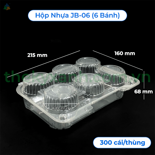  Hộp Nhựa PET JB-06 - Hộp 6 Bánh 