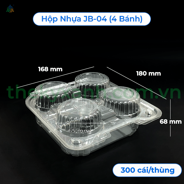  Hộp Nhựa PET JB-04 - Hộp 4 Bánh 