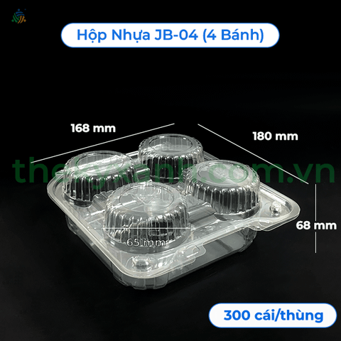 Hộp Nhựa PET JB-04 - Hộp 4 Bánh