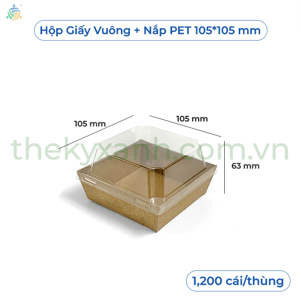  Hộp Giấy Kraft Nắp Nhựa PET - 105 * 105 