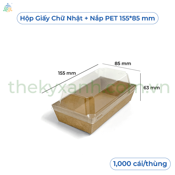  Hộp Giấy Kraft Nắp Nhựa PET - 155 * 85 