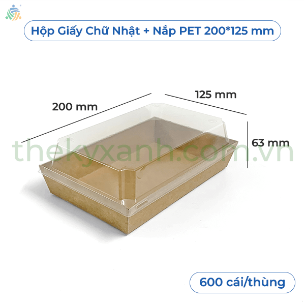  Hộp Giấy Kraft Nắp Nhựa PET - 200 * 125 