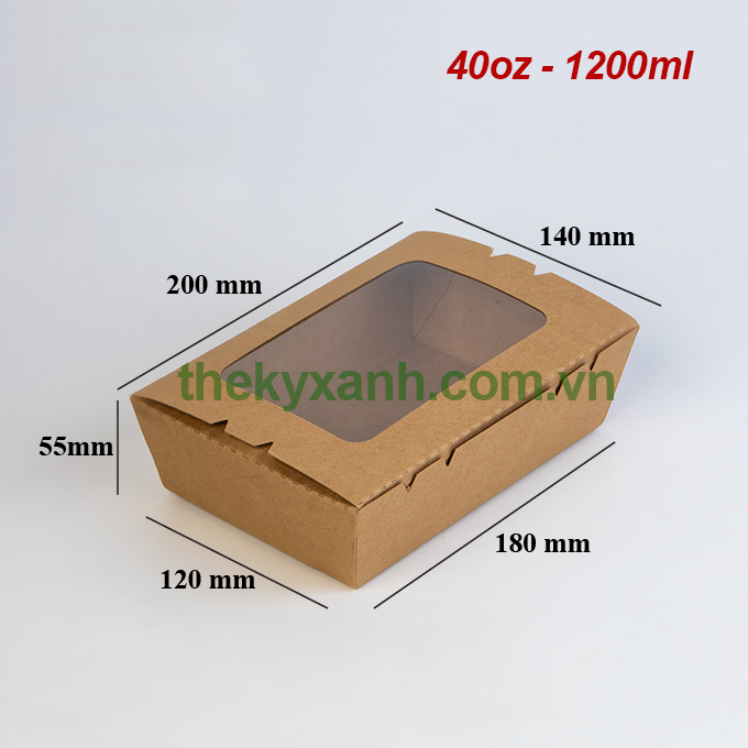  Hộp Giấy Kraft Cửa Sổ 1200ml 