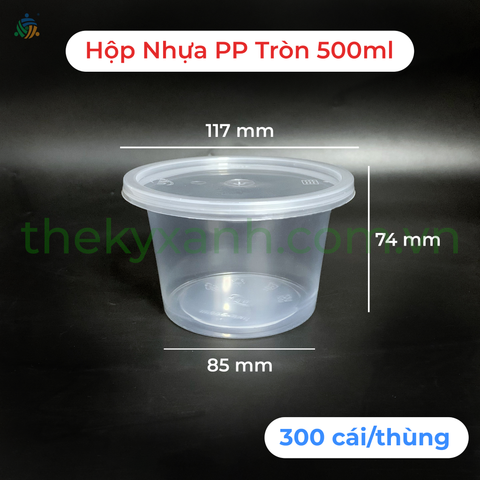 Hộp Nhựa PP Tròn 500ml + Nắp - Tô Nhựa PP Trong Đựng Canh, Súp, Mì, Bún, Hủ Tíu, Phở,...