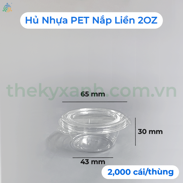  Hủ Nhựa PET 2OZ Nắp Liền - Hủ Đựng Sốt Nắp Liền - Hủ Nước Chấm Nắp Liền 