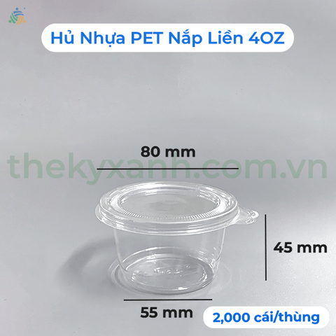 Hủ Nhựa PET 4OZ Nắp Liền - Hủ Đựng Sốt Nắp Liền - Hủ Nước Chấm Nắp Liền