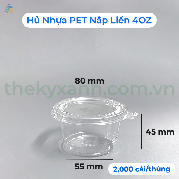  Hủ Nhựa PET 4OZ Nắp Liền - Hủ Đựng Sốt Nắp Liền - Hủ Nước Chấm Nắp Liền 