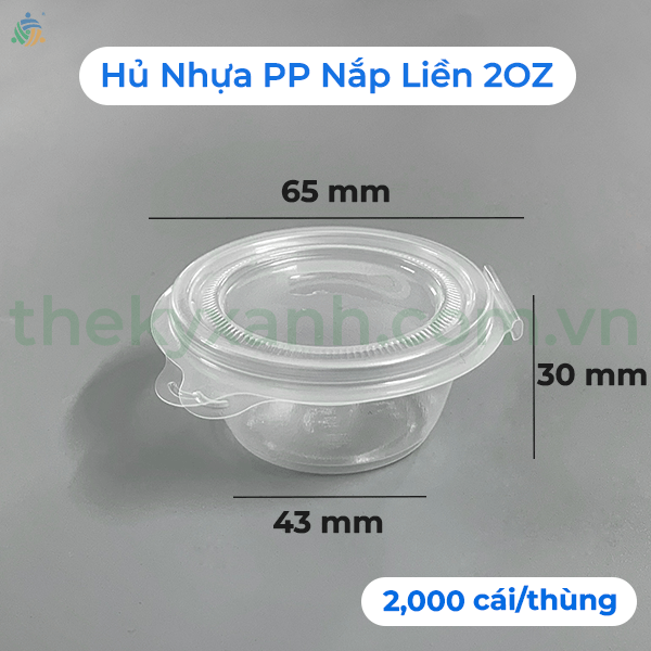  Hủ Nhựa PP 2OZ Nắp Liền - Hủ Đựng Sốt Nắp Liền - Hủ Nước Chấm Nắp Liền 