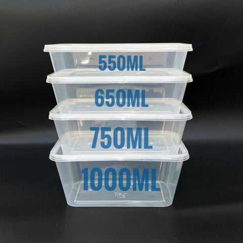 Hộp Chữ Nhật Microwave 550ml + Nắp Trong Đựng Cơm, Bánh