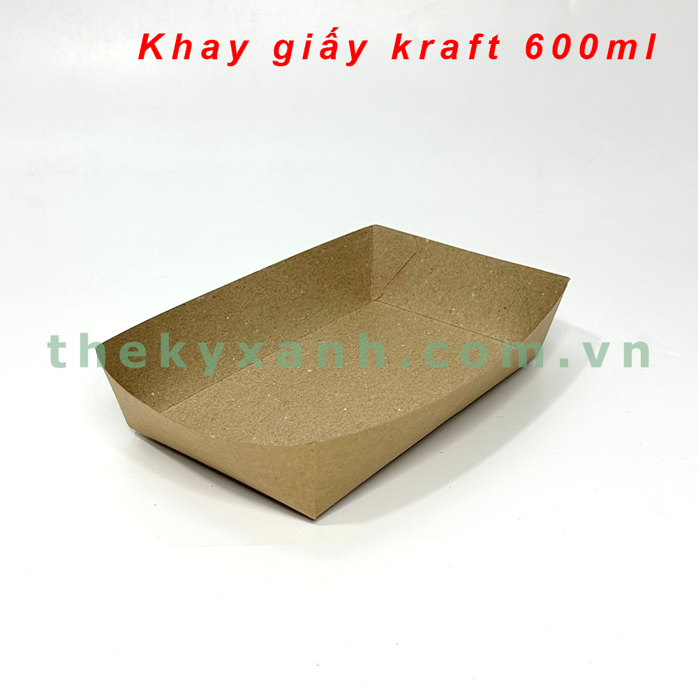  Khay giấy kraft 600ml / Khay giấy đựng thực phẩm, trái cây 