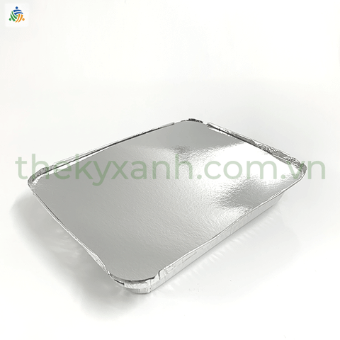 Khay Nhôm Chữ Nhật 1100ml Kèm Nắp Giấy - Khay nhôm nướng, hấp các loại bánh, thịt, cá, rau củ...