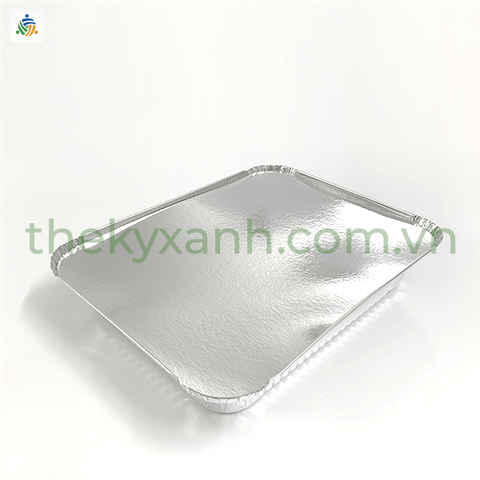 Khay Nhôm Chữ Nhật 600ml Kèm Nắp Giấy - Khay nhôm nướng, hấp các loại bánh, thịt, cá, rau củ...