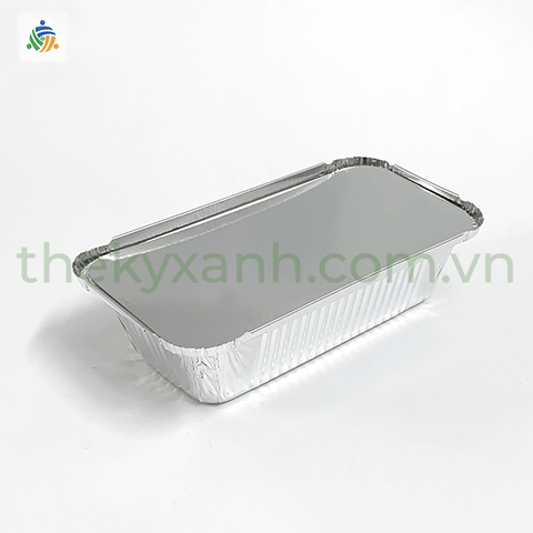 Khay Nhôm Chữ Nhật 700ml Kèm Nắp Giấy - Khay nhôm nướng, hấp các loại bánh, thịt, cá, rau củ...