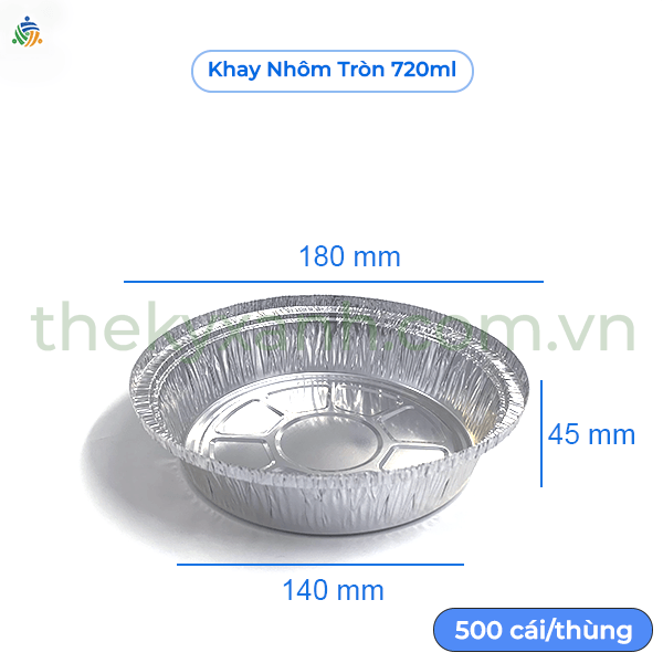  Khay Nhôm Tròn 720ml - Khay nhôm nướng, hấp các loại bánh, thịt, cá, rau củ... 