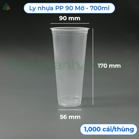 Ly Nhựa PP 90 Mờ - 700ml Nắp Tim  Đựng Trà Sữa, Sinh Tố, Nước Ép, Rau Má