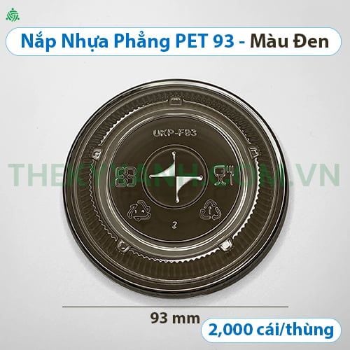  Nắp Nhựa Phẳng PET 93 - Màu đen; Nắp ly cafe, sinh tố, nước ép 