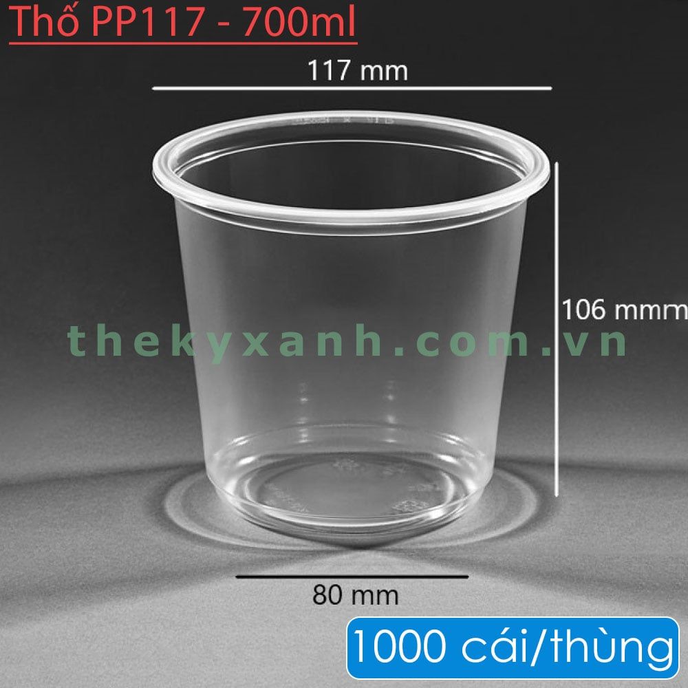  Ly (Thố) Nhựa PP117 - 700ml Đựng Trà Sữa, Trái Cây, Chè, Soup, Cháo 