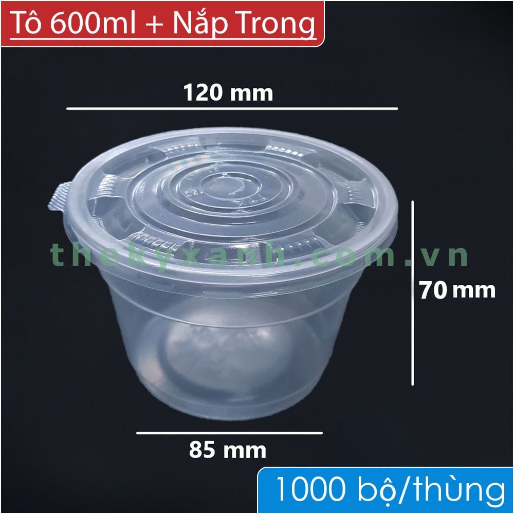  Tô Nhựa Trong PP 120 x 70 - 600ml Đựng Canh, Súp, Mì, Bún, Hủ Tíu, Phở,... 