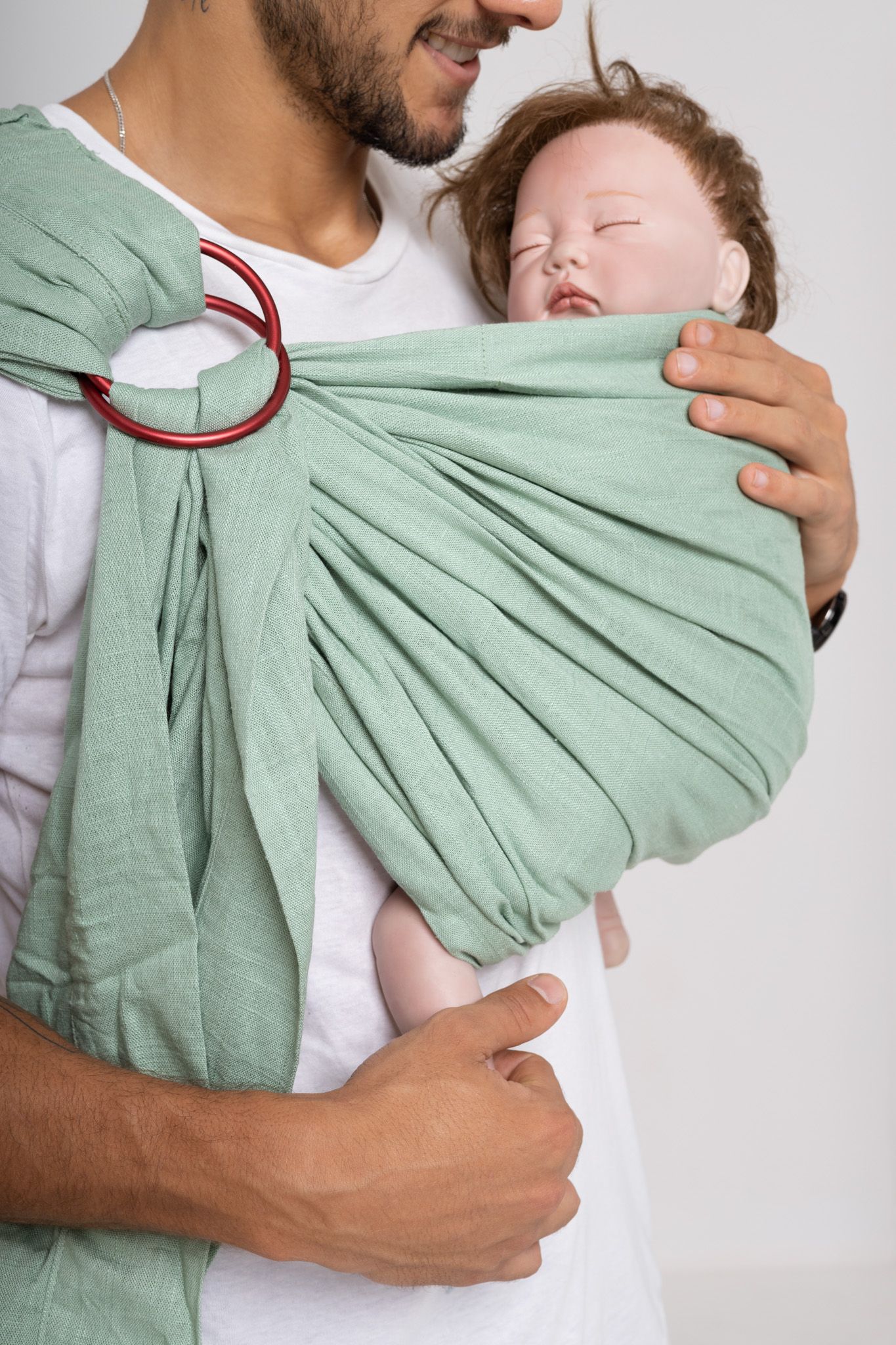  BUBI Ring Sling Gen 1 - Xanh trời - Linen cotton 