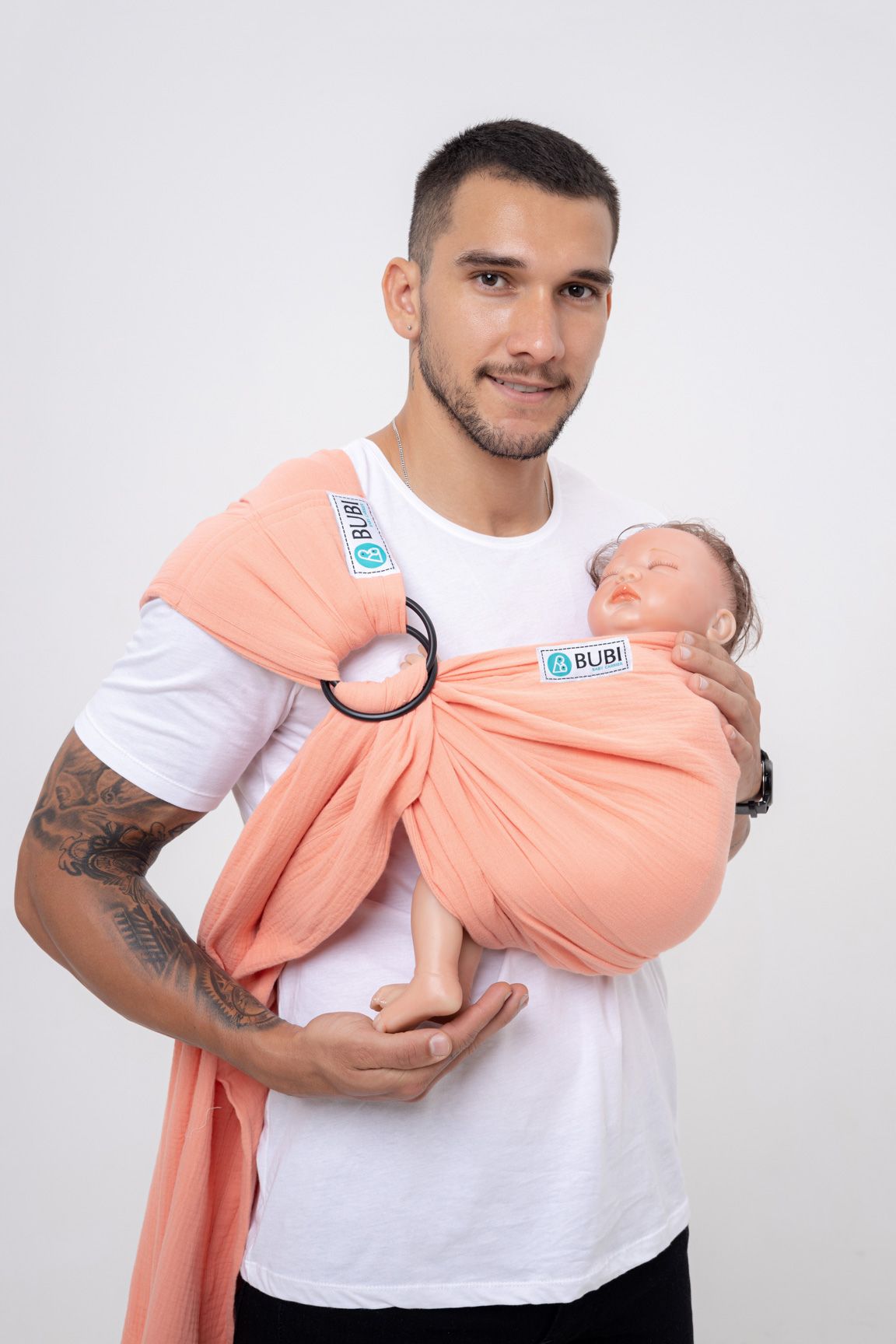  BUBI Ring Sling Gen 1 - Muslin Cotton - Hồng cam 